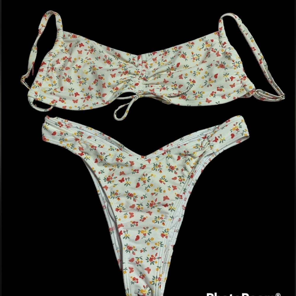 Cheekiest Flowery Hollister Bikini with adjustable front string top size M&S